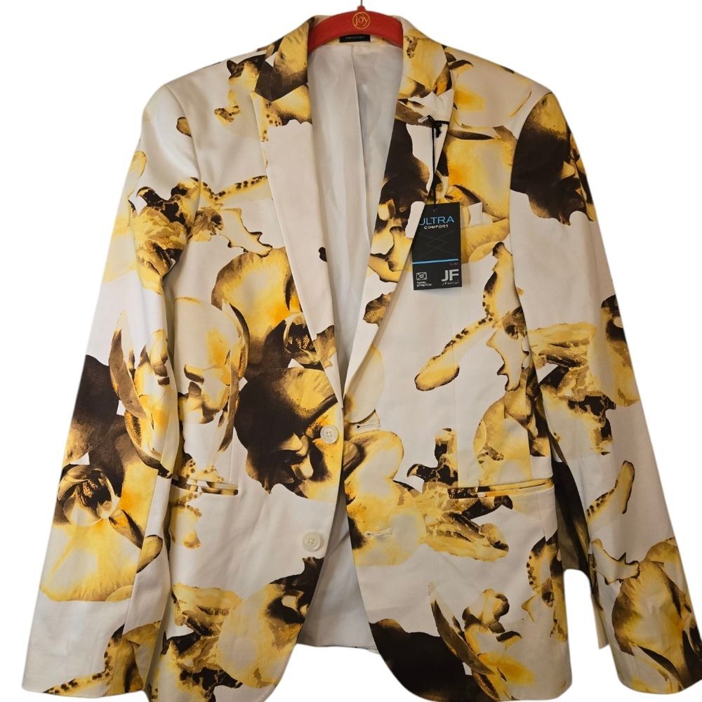 JF J.Ferrar Cotton Men's Floral Stretch Fabric Slim Fit Sport Coat New Sz: 42/S - Picture 7 of 16